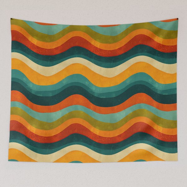 Item preview, Retro 70s Style Distressed Waves designed and sold by Piotrek0001.