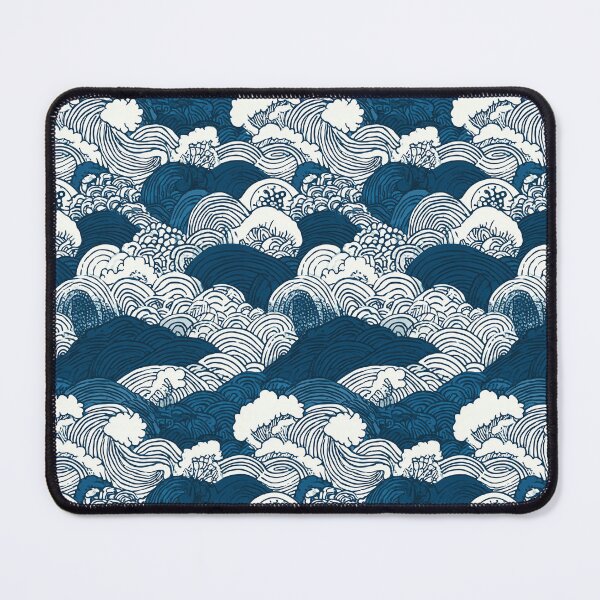 Item preview, Stormy Blue and White Japanese Great Wave Sketch Pattern designed and sold by Piotrek0001.