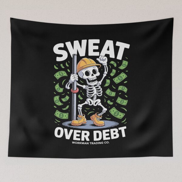Item preview, Sweat Over Debt Worker Skeleton Motivational Halloween Funny designed and sold by HardcoreTour.