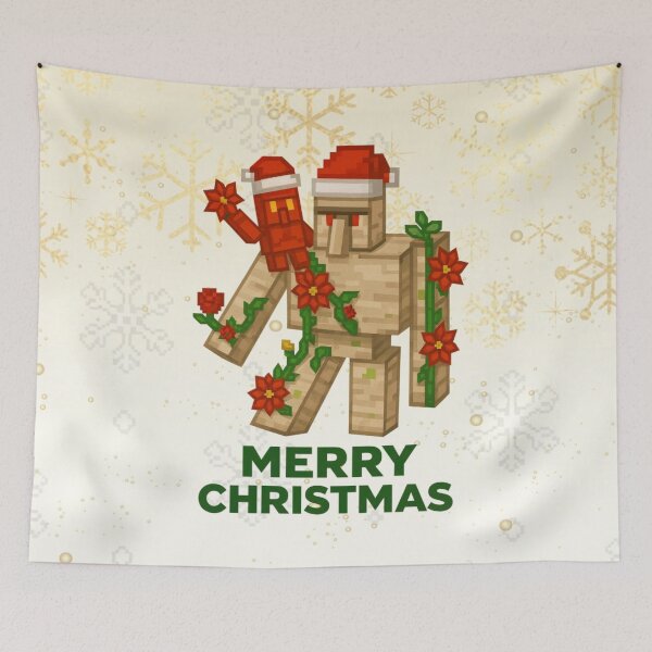 Item preview, Minecraft Seasonal Cheer with the Golems designed and sold by LyssasMindArt.