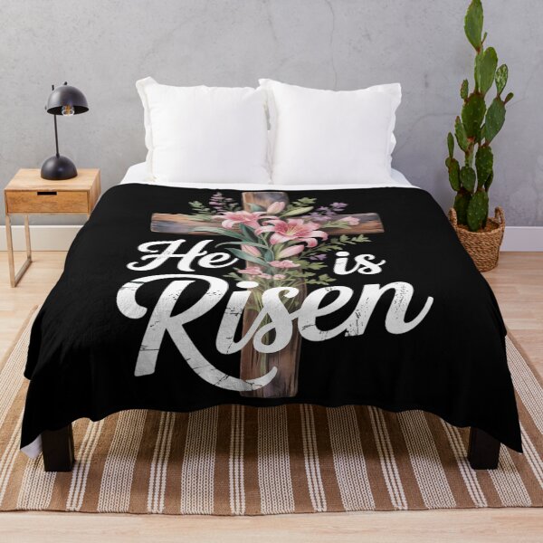 Item preview, He is Risen Floral Cross Happy Easter designed and sold by HellD3vil-Art.