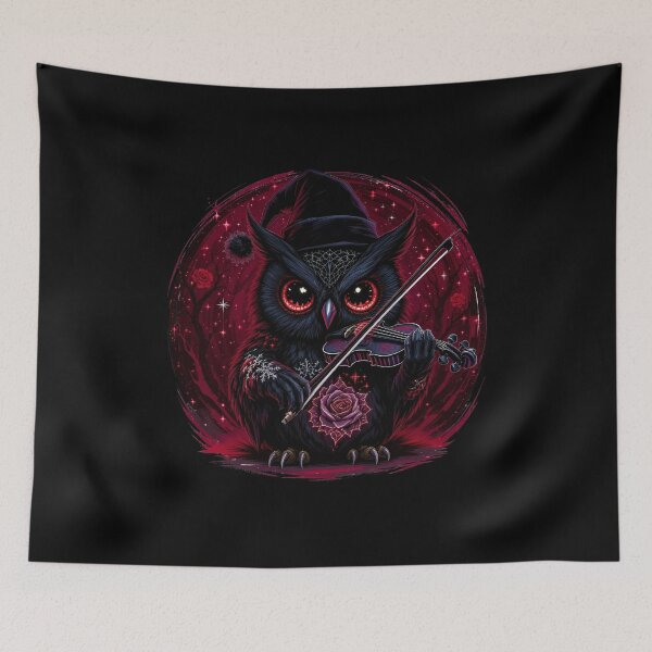 Item preview, Kawaii-Dark Owl – Christmas Violinist of Shadows | Gothic Owl with Violin designed and sold by ColorSplash123.