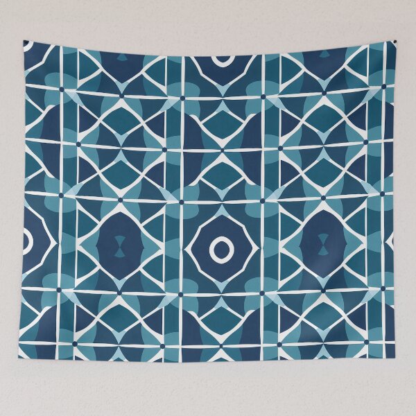 Item preview, Elegant Blue Geometric Pattern | Art Deco & Moorish Design | Navy & Teal Abstract Print for T-Shirts, Stickers, Wall Art, Phone Cases & More designed and sold by DesignWorld8.