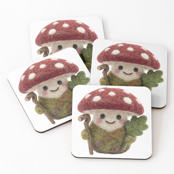 Item preview, Cute Needle Felt Mushroom Hiker - Cottagecore Woodland Sprite designed and sold by TANKLI.