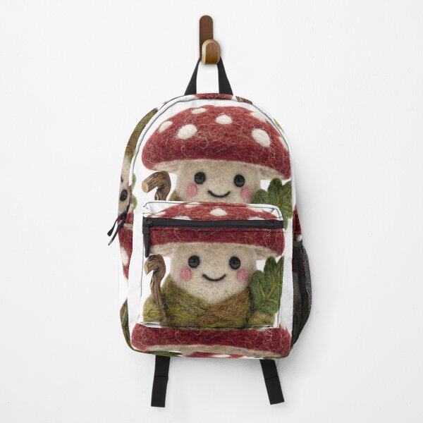 Item preview, Cute Needle Felt Mushroom Hiker - Cottagecore Woodland Sprite designed and sold by TANKLI.