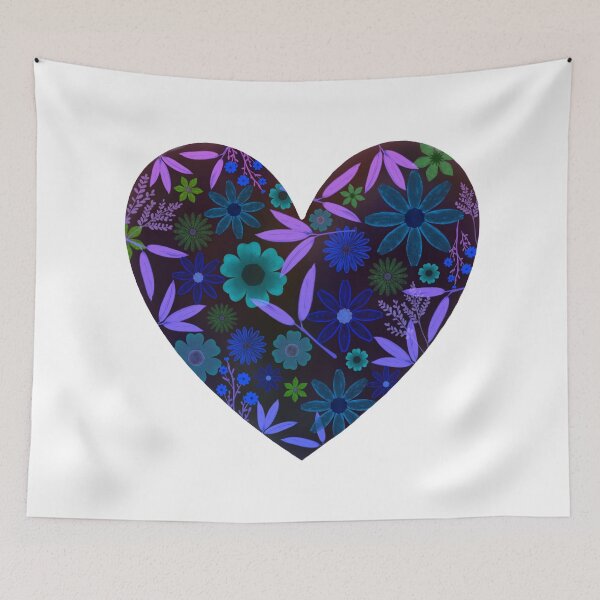 Item preview, Neon Black, Blue and Purple Flower Heart – Romantic Glowing Love Design designed and sold by LiudmylaMaika.