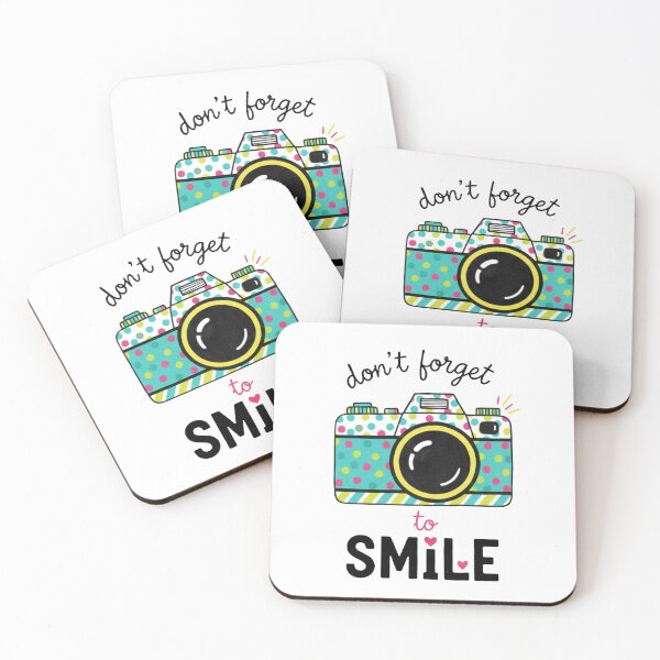 Item preview, ​Cute Graphic Design for Photographers - Smile Quote ​Aesthetic Retro Camera with Teal, Pink, and Yellow Dots designed and sold by ZyVoAli.