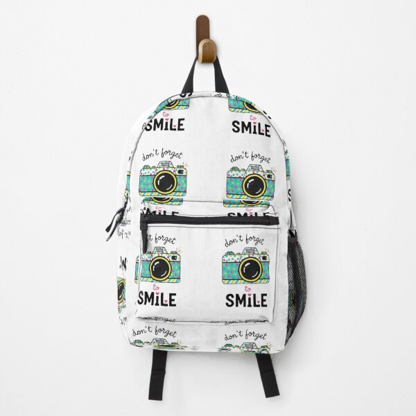 Item preview, Cute Graphic Design for Photographers - Smile Quote Aesthetic Retro Camera with Teal, Pink, and Yellow Dots designed and sold by ZyVoAli.