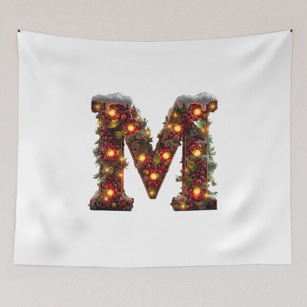 Item preview, Christmas Letter M Monogram – Festive Holiday Alphabet Art designed and sold by Cultradesign.