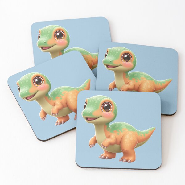 Item preview, Cute Cartoon Dinosaur Illustration - Orange Kawaii Dino with Green Spots Friendly Baby T‑Rex Art designed and sold by AnTartstudios.