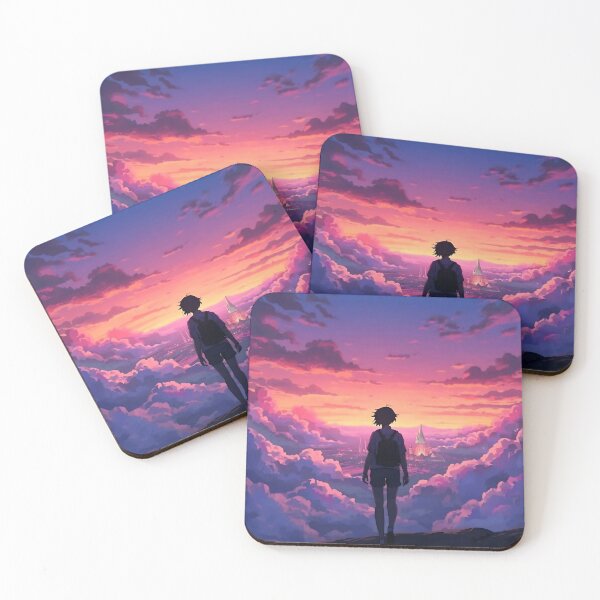 Item preview, Vibrant Sunset Clouds - Anime Traveler Lofi Aesthetic Dreamscape designed and sold by MugenAnime.