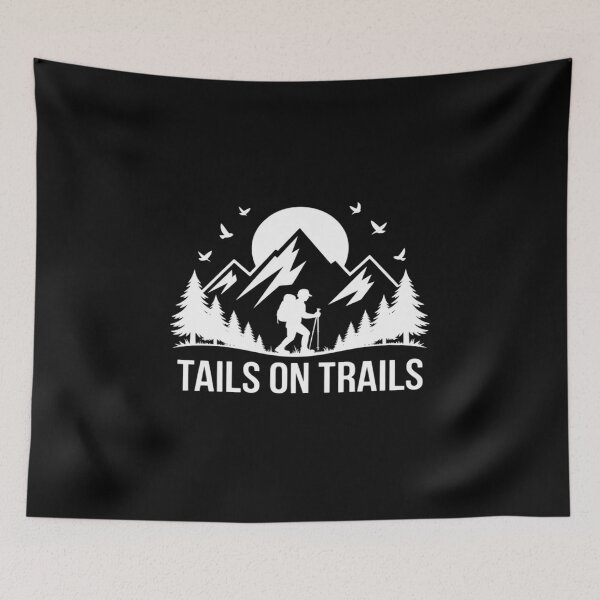 Item preview, Tails on trails for a Hiking Fan and Dog Lover Hike Mountain designed and sold by BubblePancake.