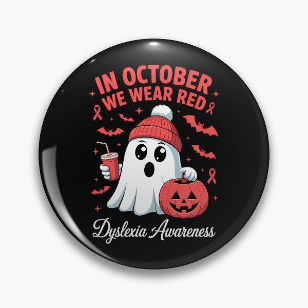 Item preview, In October We Wear Red Dyslexia Awareness Halloween Boo designed and sold by HellD3vil-Art.