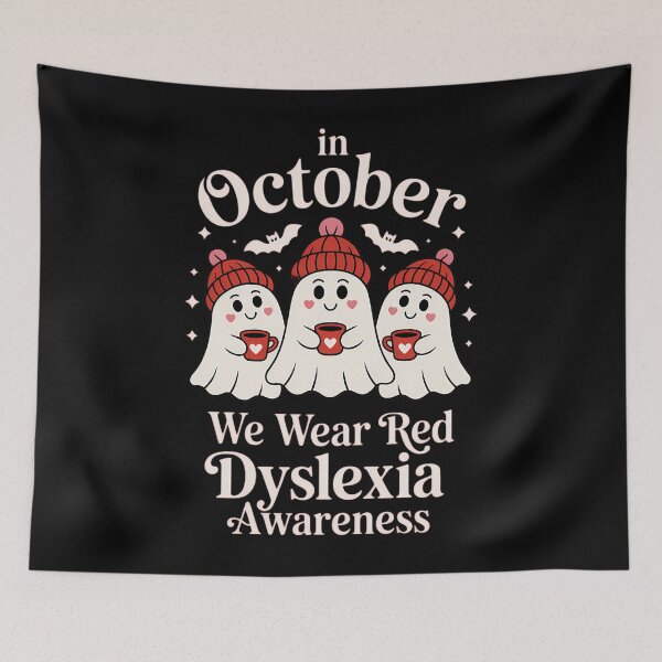 Item preview, In October we wear red Dyslexia Awareness Halloween Ghost designed and sold by HellD3vil-Art.