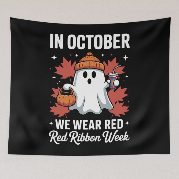 Item preview, In October We Wear Red for Red Ribbon Week Halloween designed and sold by HellD3vil-Art.