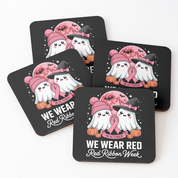 Item preview, In October We Wear Red Ghost Witch Red Ribbon Week Halloween designed and sold by HellD3vil-Art.