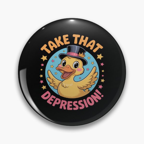 Item preview, Take That Depression Cartoon Duck Motivational designed and sold by BubblePancake.