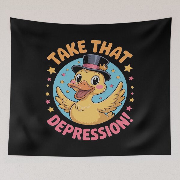 Item preview, Take That Depression Cartoon Duck Motivational designed and sold by BubblePancake.