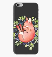 Sleeping fox and blue berries iPhone Case