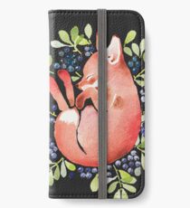 Schlafender Fuchs und blaue Beeren iPhone Flip-Case/Hülle/Skin