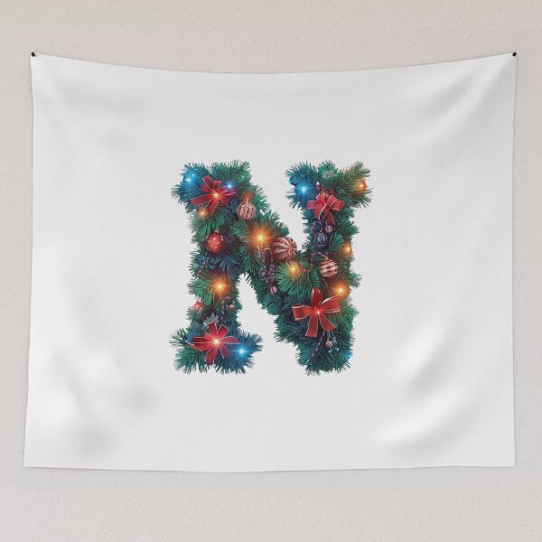 Item preview, Christmas Letter N Monogram – Holiday Alphabet Typography designed and sold by Cultradesign.