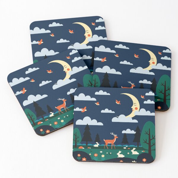 Item preview, Animal encounter at night on the grass designed and sold by Design4uStudio.