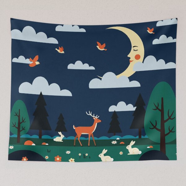 Item preview, Animal encounter at night on the grass designed and sold by Design4uStudio.