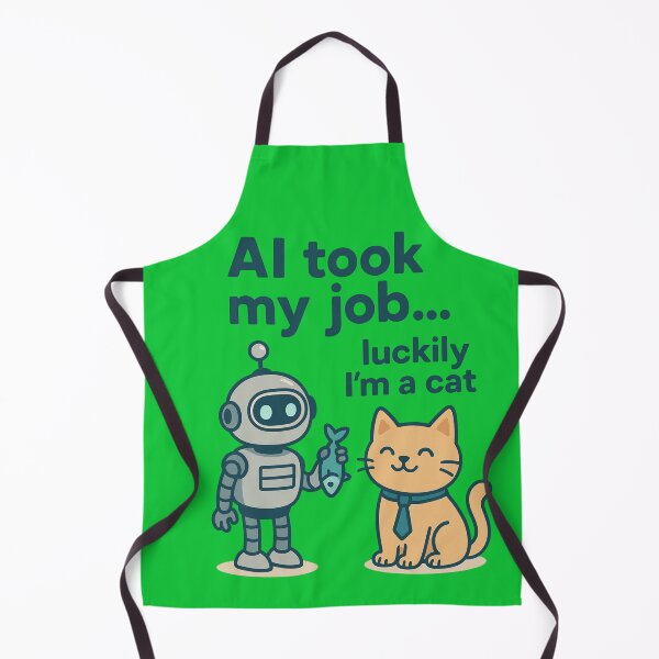 Item preview, AI Took My Job – Luckily I’m a Cat | Cute Robo & Kitty Aussie Design designed and sold by TroyTheTerrific.