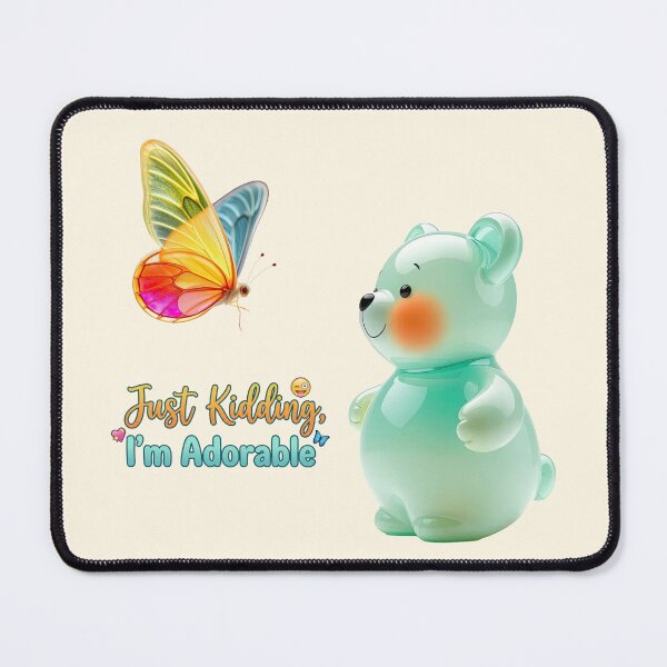 Item preview, Cute Bear and Butterfly Graphic: Aesthetic Teal Aqua Good Vibes designed and sold by MCT-GALLERY.