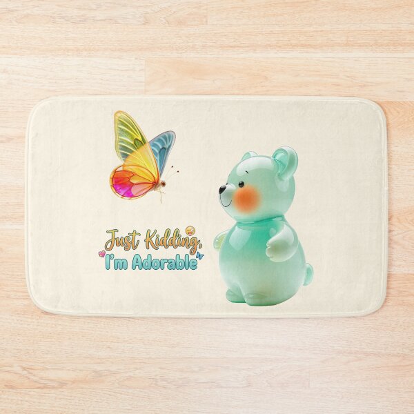 Item preview, Cute Bear and Butterfly Graphic: Aesthetic Teal Aqua Good Vibes designed and sold by MCT-GALLERY.