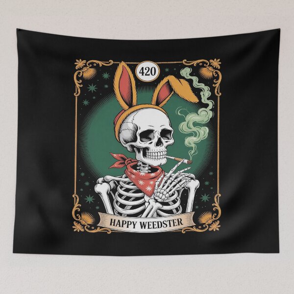 Item preview, Tarot Card Happy Weedster 420 Bunny Skeleton Weed Smoker designed and sold by NetoGalaxy.
