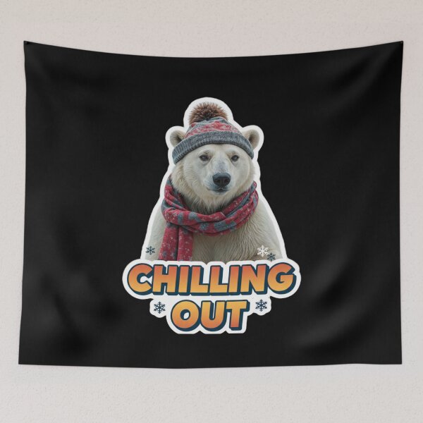 Item preview, Chilling Out Polar Bear Sticker | Funny Winter Animal & Cozy Vibe designed and sold by FluffinCool.