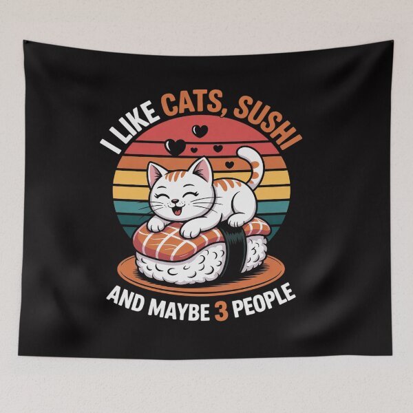 Item preview, I Like Cats Sushi And Maybe 3 People Gag Japanese Food Anime designed and sold by CareTopping.