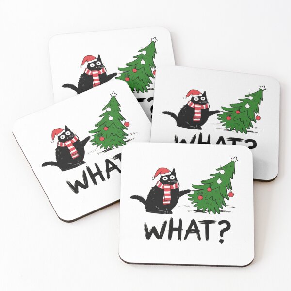 Item preview, Black Cat Knocking Over Christmas Tree. WHAT? designed and sold by Lbeck1869.
