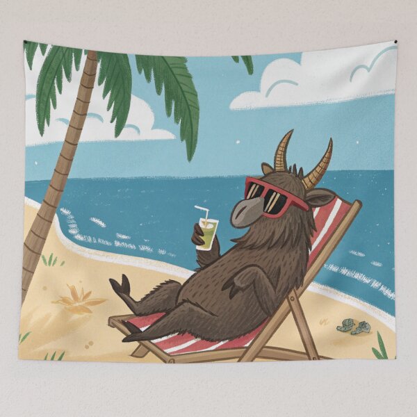 Item preview, Krampus Chilling at the Caribbean Beach | Funny Christmas Folklore Vacation Art designed and sold by AIfolklore.