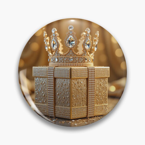 Artikelvorschau, Goldenes Königsgeschenk – Luxuriöse Strassbox mit majestätischer Edelsteinkrone entworfen und verkauft von PixelVibe782.