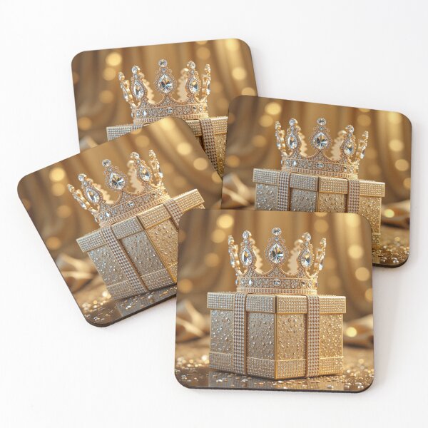 Item preview, Golden Royal Gift – Luxe Rhinestone Box with Majestic Gemstone Crown designed and sold by PixelVibe782.