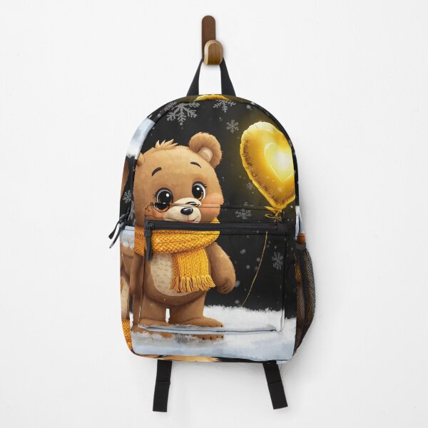 Item preview, Winter Teddy Joy – Cute Bear with Yellow Scarf & Glowing Heart Balloon designed and sold by PixelVibe782.