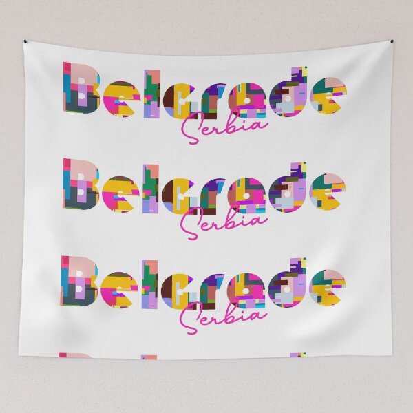 Item preview, Belgrade, Serbia, Vibrant Abstract City Typography Art designed and sold by Wanderful-roads.