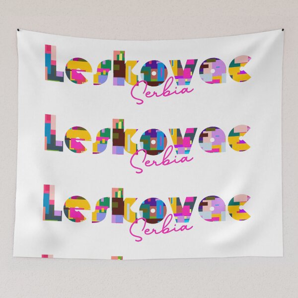 Item preview, Leskovac, Serbia, Vibrant Abstract City Typography Art designed and sold by Wanderful-roads.