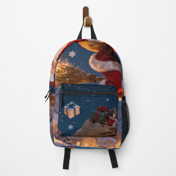 Item preview, Magical Santa Flying Over Christmas Village Night Scene designed and sold by Nickyayee.