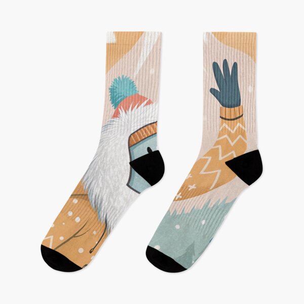 Item preview, Friendly Waving Yeti in Human Clothing | Cute Winter Folklore Illustration designed and sold by AIfolklore.