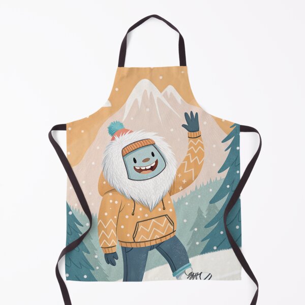 Item preview, Friendly Waving Yeti in Human Clothing | Cute Winter Folklore Illustration designed and sold by AIfolklore.