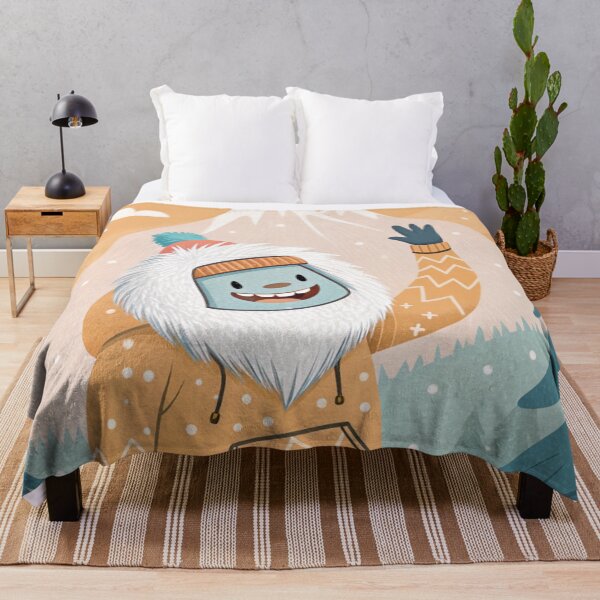 Item preview, Friendly Waving Yeti in Human Clothing | Cute Winter Folklore Illustration designed and sold by AIfolklore.