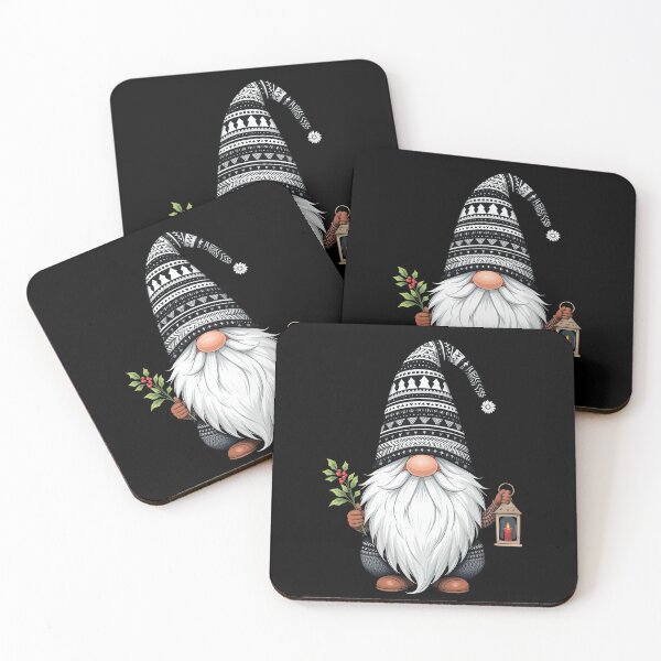 Item preview, Cozy Holiday Gnome – Whimsical Black & White Patterned Festive Illustration designed and sold by PixelVibe782.