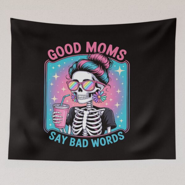 Item preview, Good Moms Say Bad Words Mothers Day Messy Bun Skeleton designed and sold by ControlCenter.