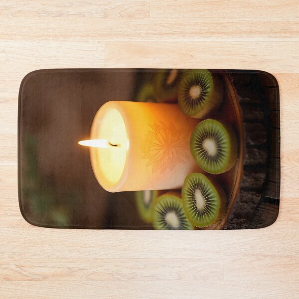Item preview, Candlelight and kiwi slices on a wooden tray. designed and sold by Mianku | Für das Leben.