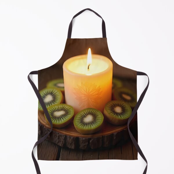 Item preview, Candlelight and kiwi slices on a wooden tray. designed and sold by Mianku | Für das Leben.