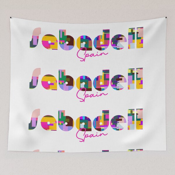 Item preview, Sabadell, Spain, Vibrant Abstract City Typography Art designed and sold by Wanderful-roads.