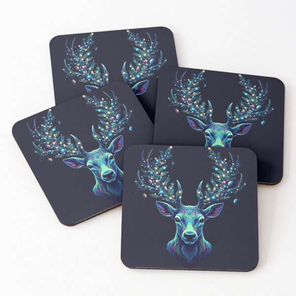 Item preview, Luminous Neon Christmas Deer with Decorated Antler-Trees designed and sold by VibeNationArt.